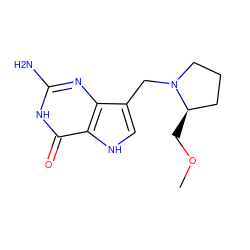 COC[C@@H]1CCCN1Cc1c[nH]c2c(=O)[nH]c(N)nc12 ZINC000034802532