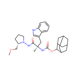COC[C@@H]1CCCN1NC(=O)[C@@](C)(Cc1c[nH]c2ccccc12)NC(=O)OC1C2CC3CC(C2)CC1C3 ZINC000013776505