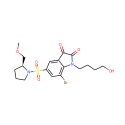 COC[C@@H]1CCCN1S(=O)(=O)c1cc(Br)c2c(c1)C(=O)C(=O)N2CCCCO ZINC000299828659