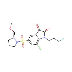 COC[C@@H]1CCCN1S(=O)(=O)c1cc(Cl)c2c(c1)C(=O)C(=O)N2CCCF ZINC000299819115