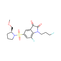 COC[C@@H]1CCCN1S(=O)(=O)c1cc(F)c2c(c1)C(=O)C(=O)N2CCCF ZINC000299819063