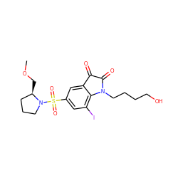 COC[C@@H]1CCCN1S(=O)(=O)c1cc(I)c2c(c1)C(=O)C(=O)N2CCCCO ZINC000299839008