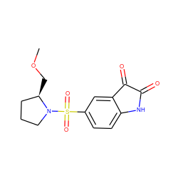 COC[C@@H]1CCCN1S(=O)(=O)c1ccc2c(c1)C(=O)C(=O)N2 ZINC000003871900