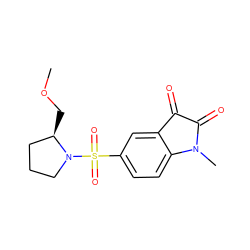 COC[C@@H]1CCCN1S(=O)(=O)c1ccc2c(c1)C(=O)C(=O)N2C ZINC000037866140