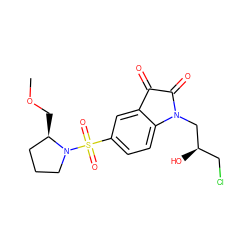 COC[C@@H]1CCCN1S(=O)(=O)c1ccc2c(c1)C(=O)C(=O)N2C[C@H](O)CCl ZINC000040407149