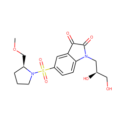 COC[C@@H]1CCCN1S(=O)(=O)c1ccc2c(c1)C(=O)C(=O)N2C[C@H](O)CO ZINC000040395133