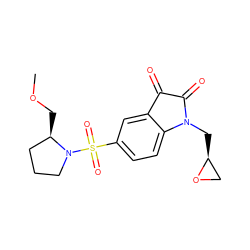 COC[C@@H]1CCCN1S(=O)(=O)c1ccc2c(c1)C(=O)C(=O)N2C[C@H]1CO1 ZINC000040876977