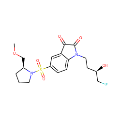 COC[C@@H]1CCCN1S(=O)(=O)c1ccc2c(c1)C(=O)C(=O)N2CC[C@@H](O)CF ZINC000040954808