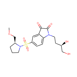 COC[C@@H]1CCCN1S(=O)(=O)c1ccc2c(c1)C(=O)C(=O)N2CC[C@@H](O)CO ZINC000040876131