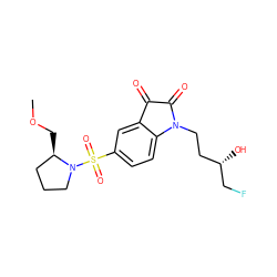 COC[C@@H]1CCCN1S(=O)(=O)c1ccc2c(c1)C(=O)C(=O)N2CC[C@H](O)CF ZINC000040954806