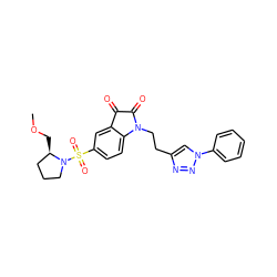 COC[C@@H]1CCCN1S(=O)(=O)c1ccc2c(c1)C(=O)C(=O)N2CCc1cn(-c2ccccc2)nn1 ZINC000066074733