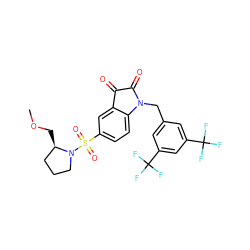 COC[C@@H]1CCCN1S(=O)(=O)c1ccc2c(c1)C(=O)C(=O)N2Cc1cc(C(F)(F)F)cc(C(F)(F)F)c1 ZINC000049878704