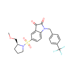 COC[C@@H]1CCCN1S(=O)(=O)c1ccc2c(c1)C(=O)C(=O)N2Cc1ccc(C(F)(F)F)cc1 ZINC000040957351