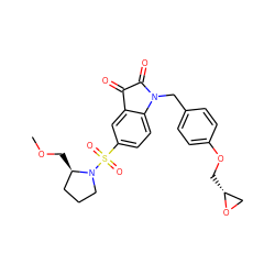 COC[C@@H]1CCCN1S(=O)(=O)c1ccc2c(c1)C(=O)C(=O)N2Cc1ccc(OC[C@@H]2CO2)cc1 ZINC000040953866