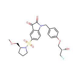 COC[C@@H]1CCCN1S(=O)(=O)c1ccc2c(c1)C(=O)C(=O)N2Cc1ccc(OC[C@H](O)CF)cc1 ZINC000040876120