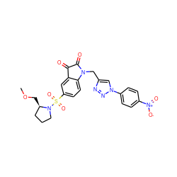 COC[C@@H]1CCCN1S(=O)(=O)c1ccc2c(c1)C(=O)C(=O)N2Cc1cn(-c2ccc([N+](=O)[O-])cc2)nn1 ZINC000066066393