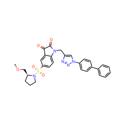 COC[C@@H]1CCCN1S(=O)(=O)c1ccc2c(c1)C(=O)C(=O)N2Cc1cn(-c2ccc(-c3ccccc3)cc2)nn1 ZINC000066156787