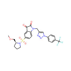COC[C@@H]1CCCN1S(=O)(=O)c1ccc2c(c1)C(=O)C(=O)N2Cc1cn(-c2ccc(C(F)(F)F)cc2)nn1 ZINC000066074342