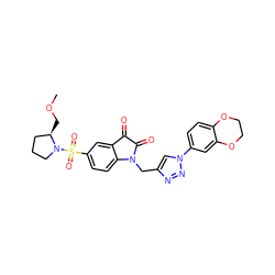 COC[C@@H]1CCCN1S(=O)(=O)c1ccc2c(c1)C(=O)C(=O)N2Cc1cn(-c2ccc3c(c2)OCCO3)nn1 ZINC000066079047