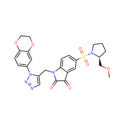 COC[C@@H]1CCCN1S(=O)(=O)c1ccc2c(c1)C(=O)C(=O)N2Cc1cnnn1-c1ccc2c(c1)OCCO2 ZINC000066076298