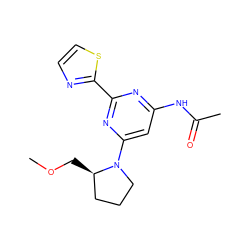 COC[C@@H]1CCCN1c1cc(NC(C)=O)nc(-c2nccs2)n1 ZINC000040380035