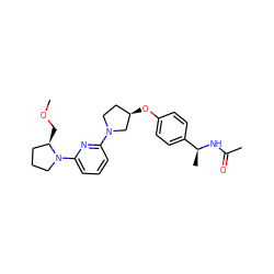 COC[C@@H]1CCCN1c1cccc(N2CC[C@@H](Oc3ccc([C@H](C)NC(C)=O)cc3)C2)n1 ZINC000169709921