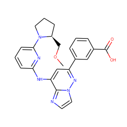 COC[C@@H]1CCCN1c1cccc(Nc2cc(-c3cccc(C(=O)O)c3)nn3ccnc23)n1 ZINC000207368579