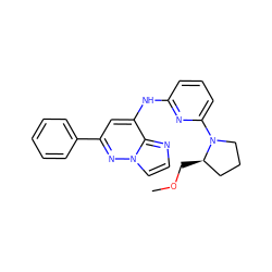 COC[C@@H]1CCCN1c1cccc(Nc2cc(-c3ccccc3)nn3ccnc23)n1 ZINC000207368466