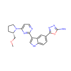 COC[C@@H]1CCCN1c1ccnc(-c2c[nH]c3ccc(-c4nnc(N)o4)cc23)n1 ZINC000145428629