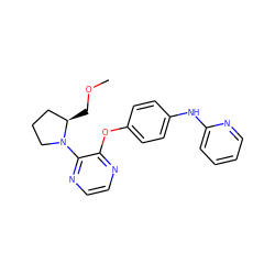 COC[C@@H]1CCCN1c1nccnc1Oc1ccc(Nc2ccccn2)cc1 ZINC000139066521