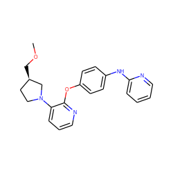 COC[C@@H]1CCN(c2cccnc2Oc2ccc(Nc3ccccn3)cc2)C1 ZINC000138920654