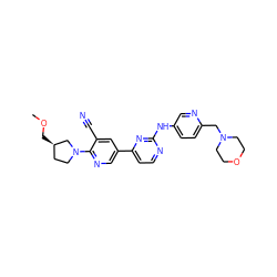 COC[C@@H]1CCN(c2ncc(-c3ccnc(Nc4ccc(CN5CCOCC5)nc4)n3)cc2C#N)C1 ZINC000223212292