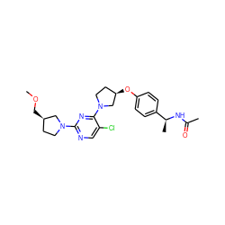COC[C@@H]1CCN(c2ncc(Cl)c(N3CC[C@@H](Oc4ccc([C@H](C)NC(C)=O)cc4)C3)n2)C1 ZINC000261144561