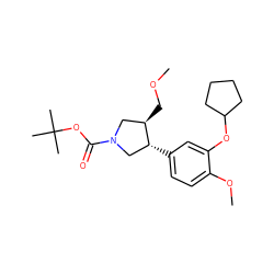 COC[C@@H]1CN(C(=O)OC(C)(C)C)C[C@H]1c1ccc(OC)c(OC2CCCC2)c1 ZINC000026145899