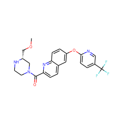 COC[C@@H]1CN(C(=O)c2ccc3cc(Oc4ccc(C(F)(F)F)cn4)ccc3n2)CCN1 ZINC001772603162