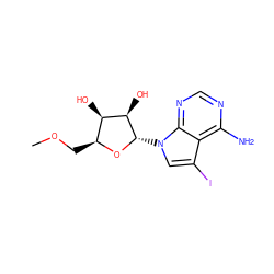 COC[C@@H]1O[C@@H](n2cc(I)c3c(N)ncnc32)[C@H](O)[C@@H]1O ZINC000013528433