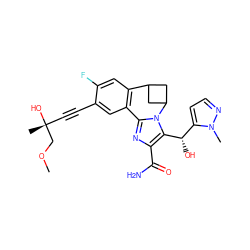 COC[C@](C)(O)C#Cc1cc2c(cc1F)C1CC(C1)n1c-2nc(C(N)=O)c1[C@@H](O)c1ccnn1C ZINC000219514176