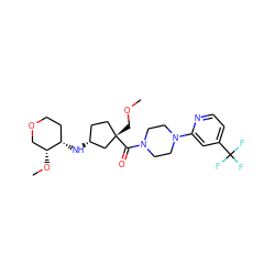 COC[C@]1(C(=O)N2CCN(c3cc(C(F)(F)F)ccn3)CC2)CC[C@@H](N[C@H]2CCOC[C@H]2OC)C1 ZINC000035985762