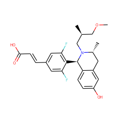 COC[C@H](C)CN1[C@H](c2c(F)cc(/C=C/C(=O)O)cc2F)c2ccc(O)cc2C[C@H]1C ZINC000653729569