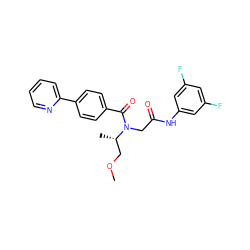 COC[C@H](C)N(CC(=O)Nc1cc(F)cc(F)c1)C(=O)c1ccc(-c2ccccn2)cc1 ZINC000072125829