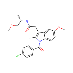 COC[C@H](C)NC(=O)Cc1c(C)n(C(=O)c2ccc(Cl)cc2)c2ccc(OC)cc12 ZINC000013441232