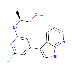 COC[C@H](C)Nc1cc(-c2c[nH]c3ncccc23)cc(Cl)n1 ZINC000063539757