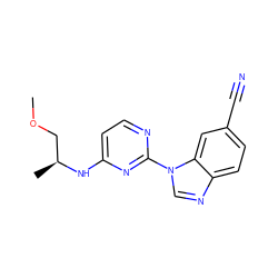 COC[C@H](C)Nc1ccnc(-n2cnc3ccc(C#N)cc32)n1 ZINC000035327998