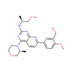 COC[C@H](C)Nc1nc(N2CCOC[C@@H]2C)c2ccc(-c3ccc(OC)c(CO)c3)nc2n1 ZINC000095588134