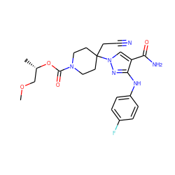 COC[C@H](C)OC(=O)N1CCC(CC#N)(n2cc(C(N)=O)c(Nc3ccc(F)cc3)n2)CC1 ZINC000222100944