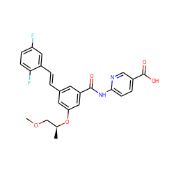COC[C@H](C)Oc1cc(/C=C/c2cc(F)ccc2F)cc(C(=O)Nc2ccc(C(=O)O)cn2)c1 ZINC000095593858