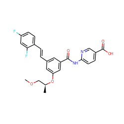 COC[C@H](C)Oc1cc(/C=C/c2ccc(F)cc2F)cc(C(=O)Nc2ccc(C(=O)O)cn2)c1 ZINC000095598085