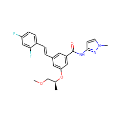 COC[C@H](C)Oc1cc(/C=C/c2ccc(F)cc2F)cc(C(=O)Nc2ccn(C)n2)c1 ZINC000095595341
