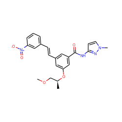 COC[C@H](C)Oc1cc(/C=C/c2cccc([N+](=O)[O-])c2)cc(C(=O)Nc2ccn(C)n2)c1 ZINC000095596474