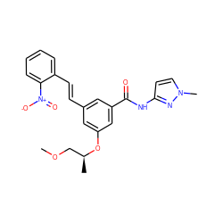 COC[C@H](C)Oc1cc(/C=C/c2ccccc2[N+](=O)[O-])cc(C(=O)Nc2ccn(C)n2)c1 ZINC000095596842